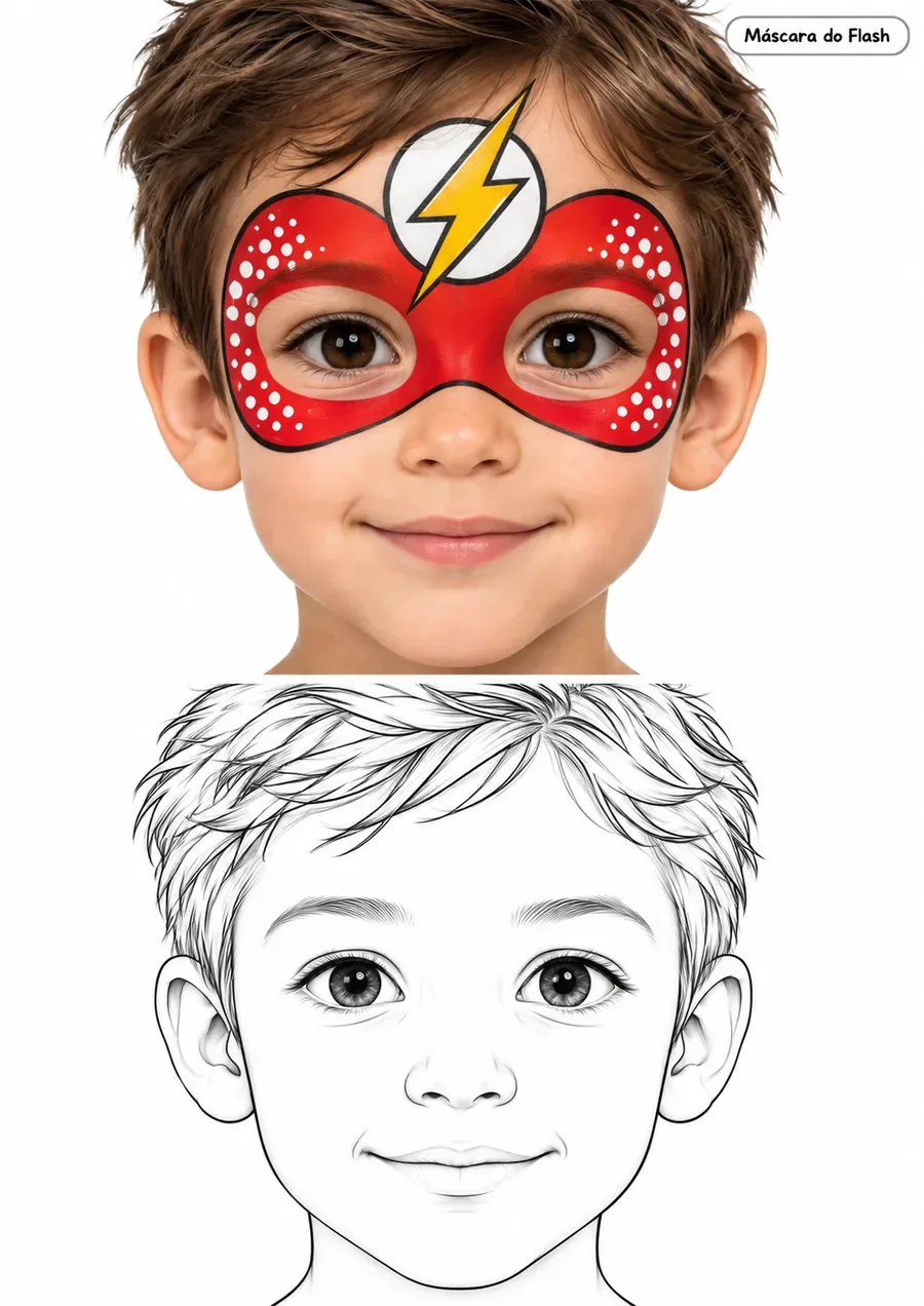 Voorbeeld van een gezicht met schminkmasker